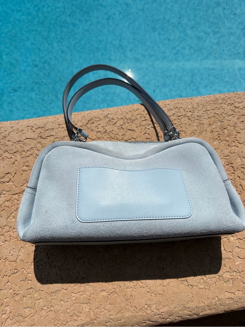 Michael Kors Cecily Medium Suede Shoulder Bag - Pale Ocean - Picture 4 of 12